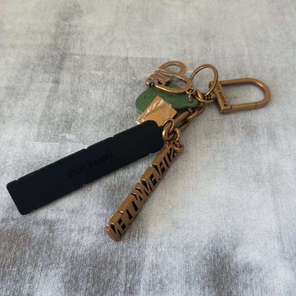 STEVE MADDEN METAL HANDBAG MULTI CHARM KEY CHAIN ACCENT GOLD NWOT - Picture 7 of 7